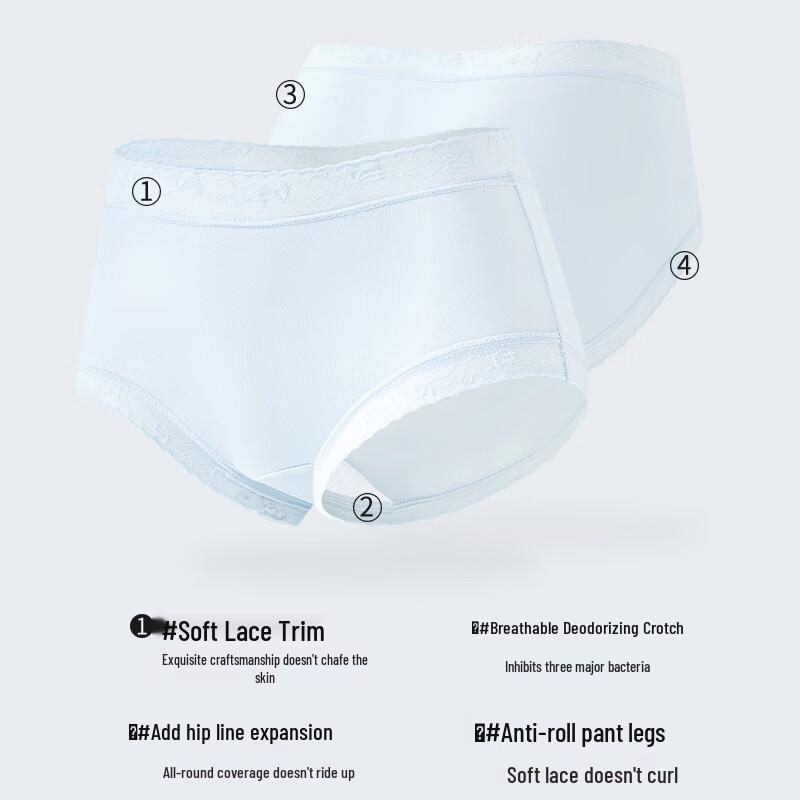 Audiffan Women's Seamless Lace Antibacterial Briefs