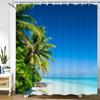 High Quality Sunny Beach Palm Tree Printed Fabric Shower Curtains Sea Scenery Bath Screen Waterproof Bathroom Decor with Hooks