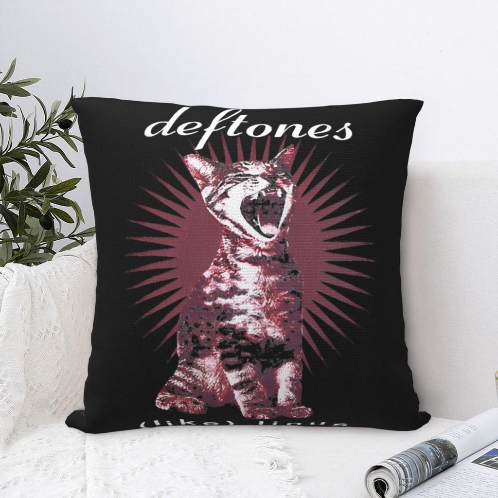 Deftones Katze Quadratische Kissenbezüge Metall Punk Rock Musik Kissenbezug Mode Polyester Dekor Kissenbezug Für Zuhause 40*40cm