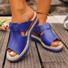 Spliced Wedge Mopping Women's Round Toe Open Toe Platform Anti-Slip Wear-Resistant Kitten Heel Shoes
