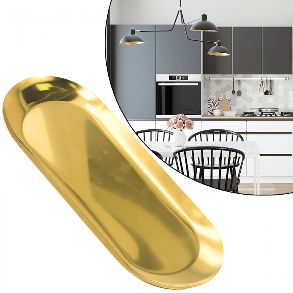 Compact Stainless Steel Tray for Tea Fruit and Jewelry Organization