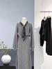 Elegant Autumn/Winter Two-Piece Set: Sweater Jacket & Half Skirt with Silk Scarf for Women.