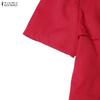 ZANZEA Damen Lässiges Rundhals-Kurzarm Elegantes A-Linien-Kleid