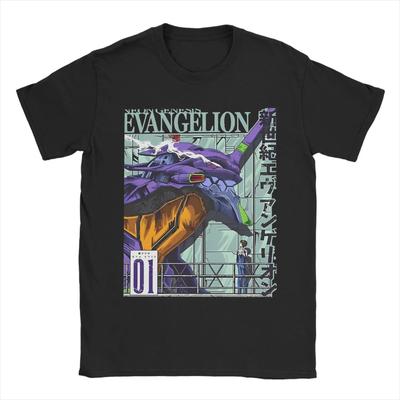 Neon Genesis Evangelion Unit-01 & Shinji Ikari Hangar Scene Anime Print Oversized Black T-Shirt | Classic Mecha Anime Fan Merch Tee