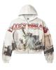 Europe, America 2025 American Graffiti Printing Men's and Women's Loose Casual Zipper Hooded Sweater Trendy Brand