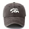 Bear print washed baseball cap with adjustable lightweight sun protection hat suitable for outdoor activities and camping