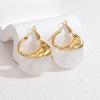 New Trendy Irregular Wave Metal Spliced Hoop Earrings Hypoallergenic Elegant Romantic Jewelry Stainless Steel Earrings