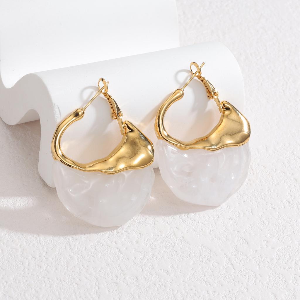 New Trendy Irregular Wave Metal Spliced Hoop Earrings Hypoallergenic Elegant Romantic Jewelry Stainless Steel Earrings