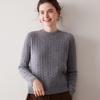 Women's Soft Cashmere Bamboo Leaf Sweater - Double-Strand, Round Neck, Perfect for Autumn and Winter