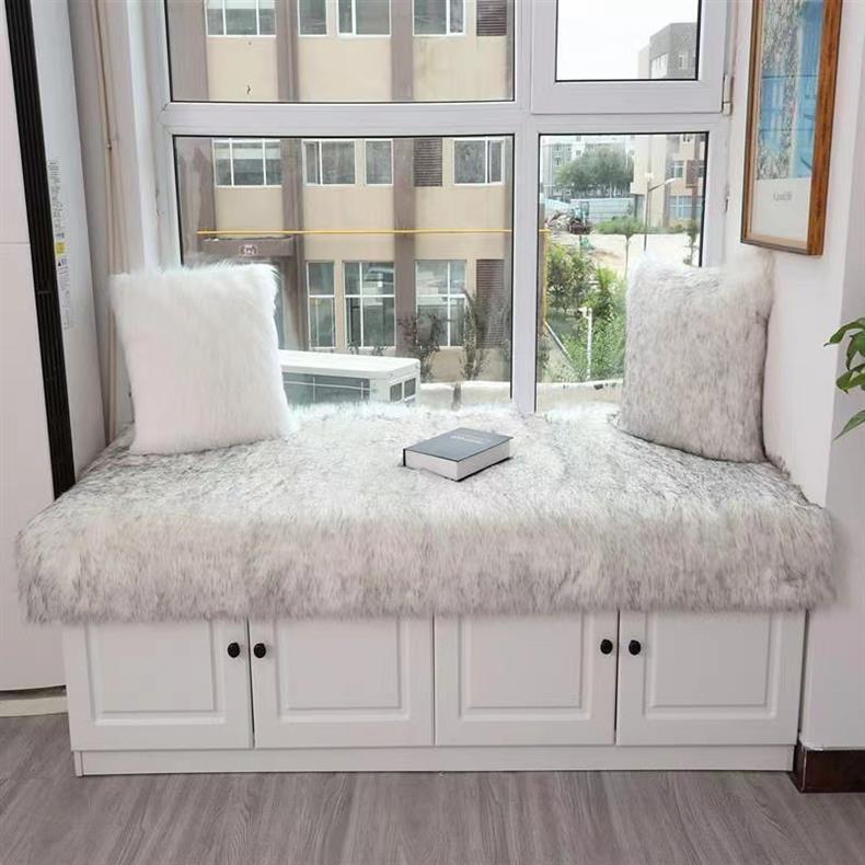 Modern Solid Color Faux Wool Fur Plush Cushion Pillow