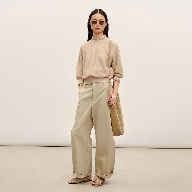 LESS Spring 2026 Cotton Blend Cropped Knit Sweater