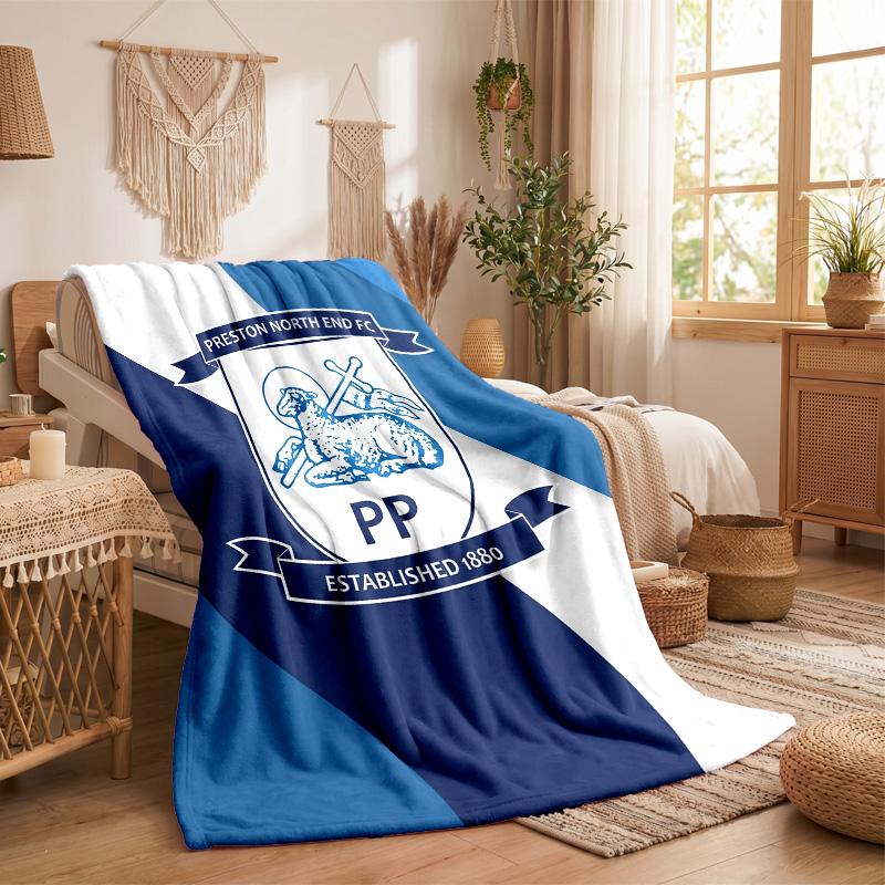 Preston North End Football Print Flannel Blanket Soft Warm Sofa Bed Throw Blanket For Home Office Bedroom