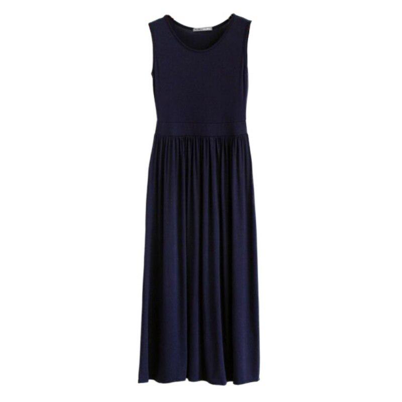 Women's Solid Color Long Pleated Dresses Tank Summer Elegant Casual Modal Dresses