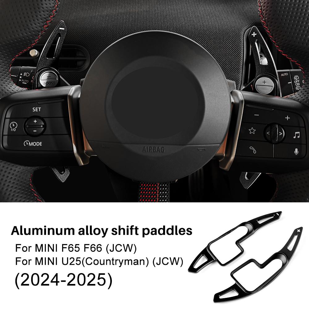Накладки на подрулевые лепестки рулевого колеса для MINI Cooper S Countryman U25 F65 F66 2024 2025 Аксессуары из алюминиевого сплава чёрный