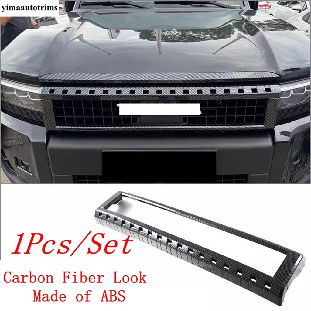 Front Upper Middle Grille Mesh Frame Panel Cover Trim For Toyota Land Cruiser Prado 250 LC250 2024 2025 ABS Chrome Accessories