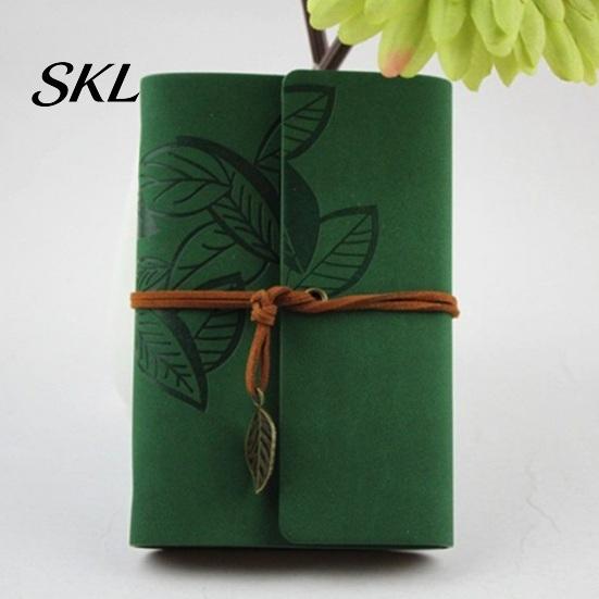Unique Strap Pendant Notebook Vintage Faux Leather Journal, A5 A6 A7 6 Ring Loose-Leaf Retro Design Journal with Metal Leaf for Writing, Sketching,