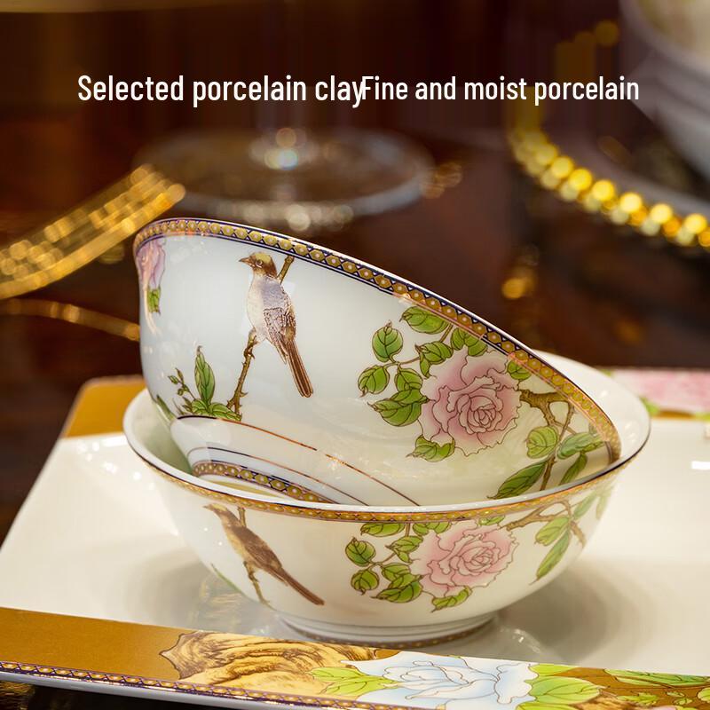 Jingdong Crafted Biyi Shuangfei 60-Piece Bone China Dinnerware Set