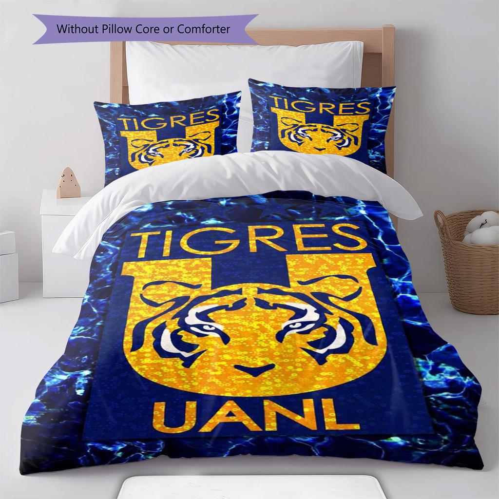 Tigres UANL Muster Bettwäsche-Set Bettbezug Kissenbezug Heimdekoration Geschenk (1 Bettbezug + 2 Kissenbezüge, ohne Füllung)