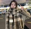 Plaid scarf women's winter high-end sense autumn and winter Korean version of the new imitation cashmere shawl thickened warm knitted scarf men