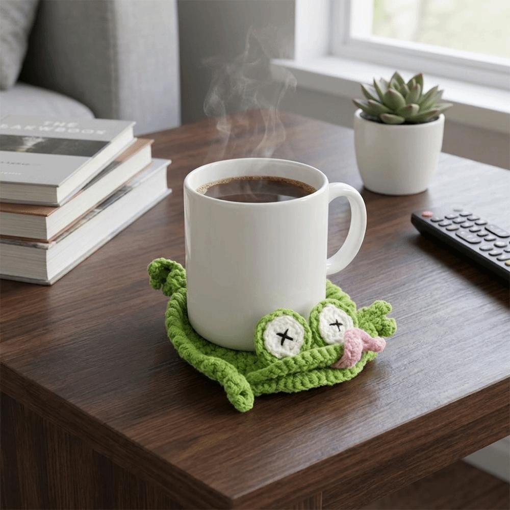 Non-Slip Crochet Animal Coaster Funny Animal Drink Coaster Cute Knitted Cup Mat Tableware