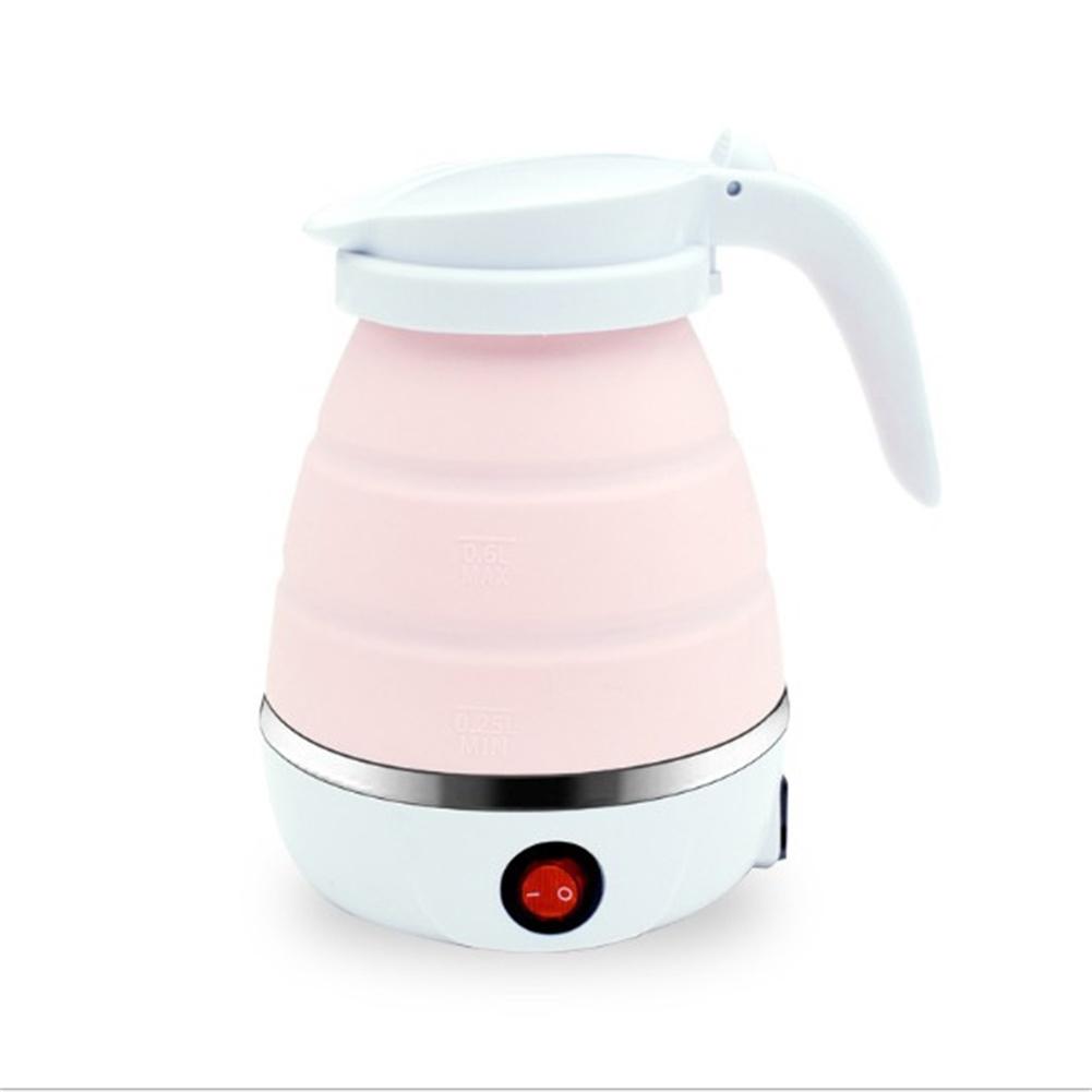 Electric Kettle Foldable Silicone Portable Water Kettle 1l Mini Small Water Boiler Camping Kettle Pink1#0