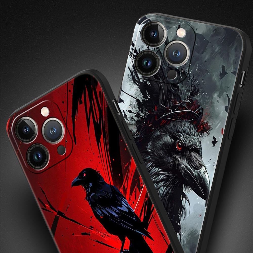 Black Raven Phone Case Cover for iPhone 17 16 15 14 13 12 Pro Max 11 Pro Max 17 AIR Plus Shockproof Soft TPU Shell Fundas Capas
