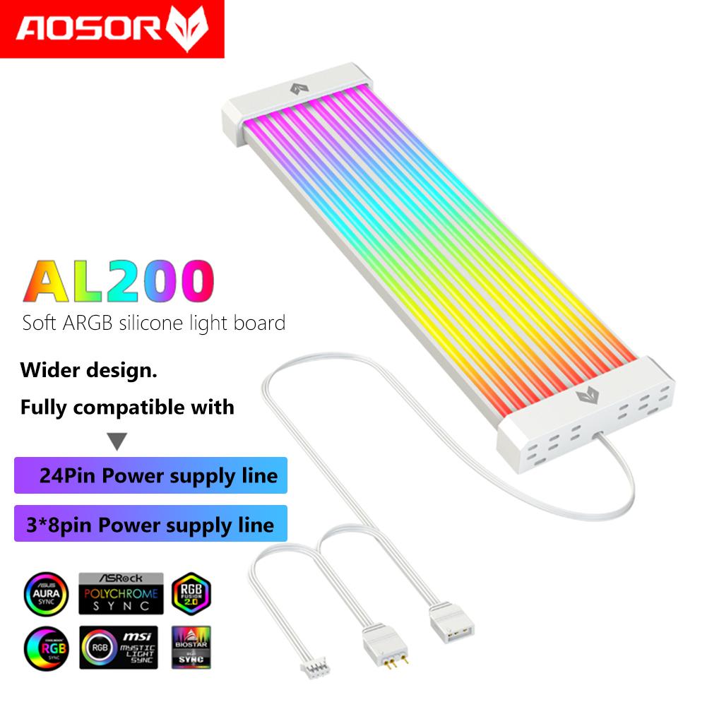 COOLMOON AOSOR AL200 Lamba Şeridi 5V ARGB Aura Sync Esnek Lamba Şeridi Genişletilebilir Bükülebilir Çok Fonksiyonlu DIY 24PIN Anakart için