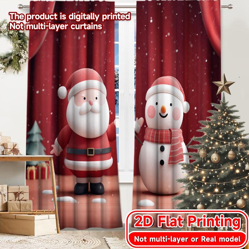 

Set Of 2 Modern Flat Printing Holiday Wonderland Curtains Durable Polyester Decorations Home Suitable Curtain W100*H70(CM)-Grommet top&1PCS