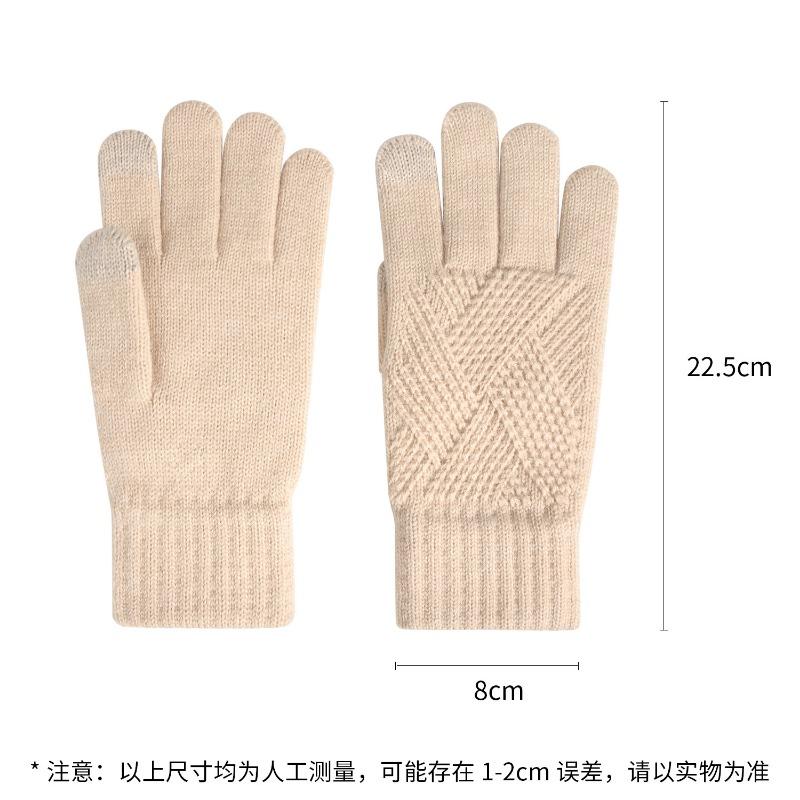 New Women's Touch Screen Gloves Thickened Knitted Gloves Warm and Cold-proof Simple Plush Wool Gloves Can Touch the Screen