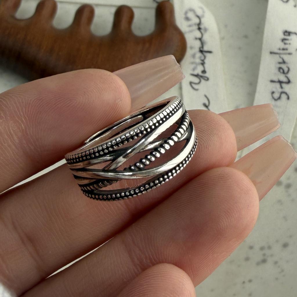 925 Sterling Silver Rings for Women Couple Minimalist Handmade Simple Retro Interware Ring Fine Jewelry Gift Prevent Allergy