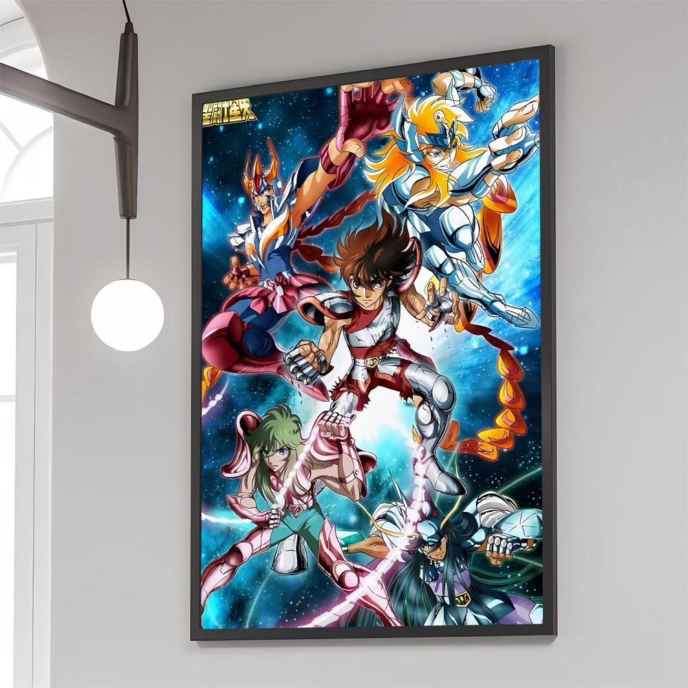 1 Pezzo Poster Saint Seiya Film Poster Adesivi Carta Kraft Retrò Adesivo Fai da Te Stanza Bar Caffè Estetica Arte Pittura Murale