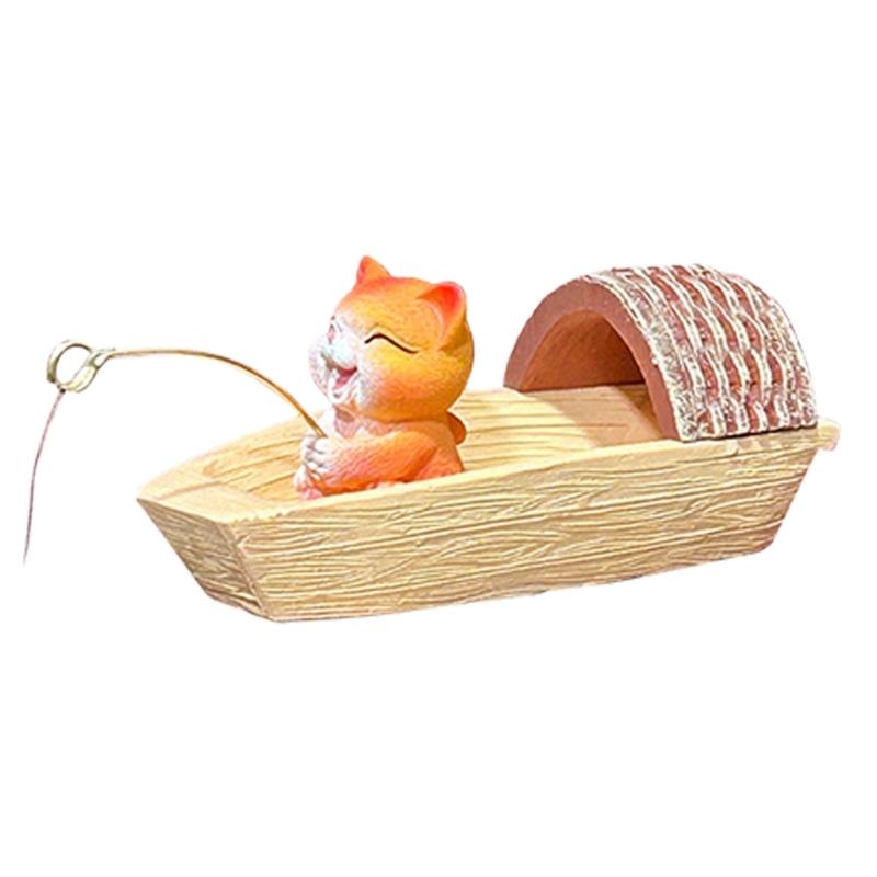 Садовые статуэтки Феи Садовые аксессуары Настольные композиции Рыбачащие коты Фигурки Скульптуры Миниатюрные декорации для ландшафта 1
