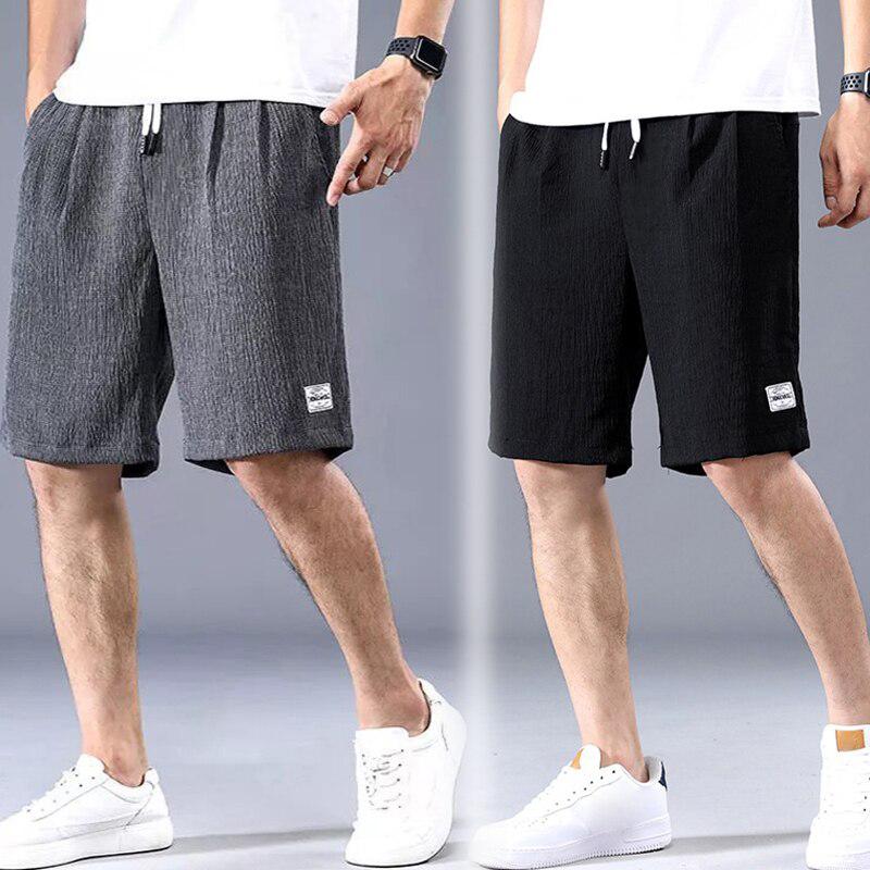Lce Silk Shorts Men's Thin Sports Cropped Pants Loose Straight Leg Cool Breathable Fashion Trend Casual