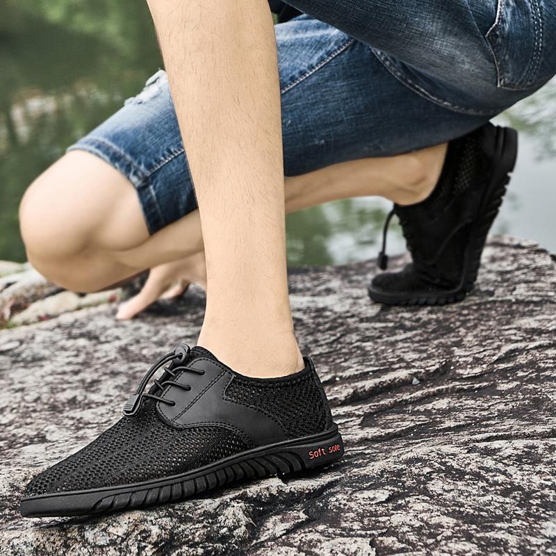 Fashion Lightweight Men Casual Shoes Fashion Hollow Out Shoes Male Breathable Cool Men Mesh Driving Shoes Comfortable Outdoor Sneakers