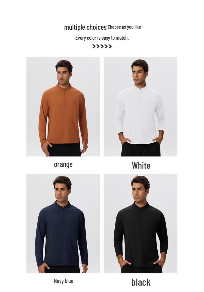Men's Lightweight Half-Zip Long Sleeve Fitness and Running Top for Autumn & Winter