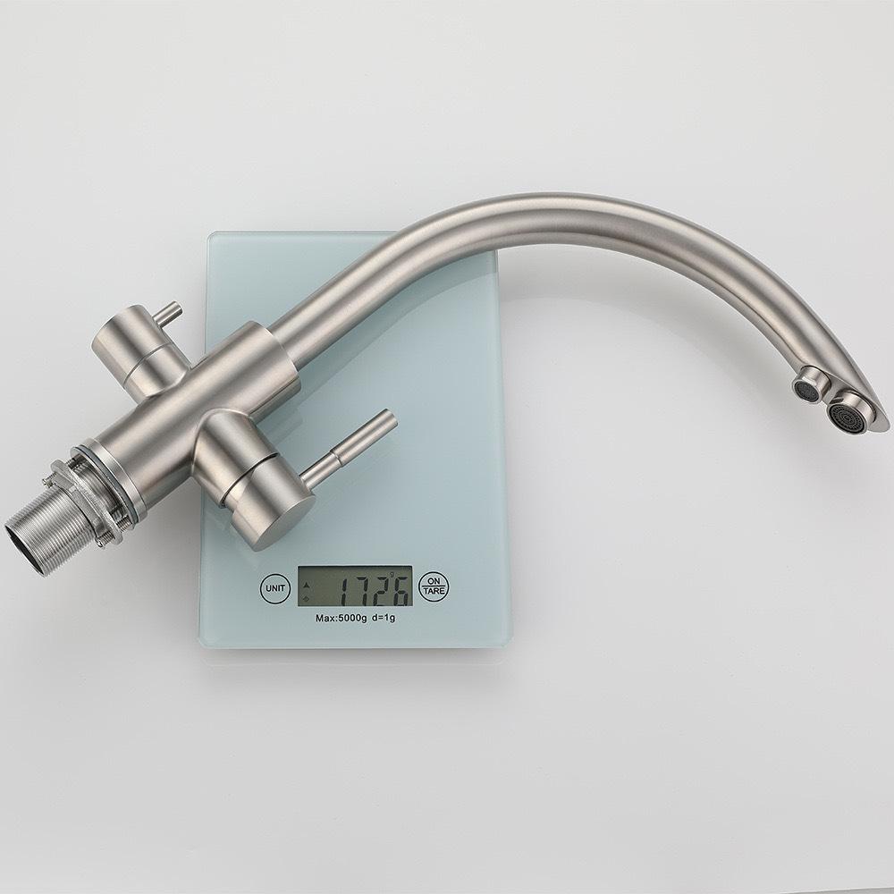 304 Stainless Steel Drinking Filtered Water Kitchen Faucet Deck Mounted Dual Handle Faucet Purification Kitchen Sink Faucet