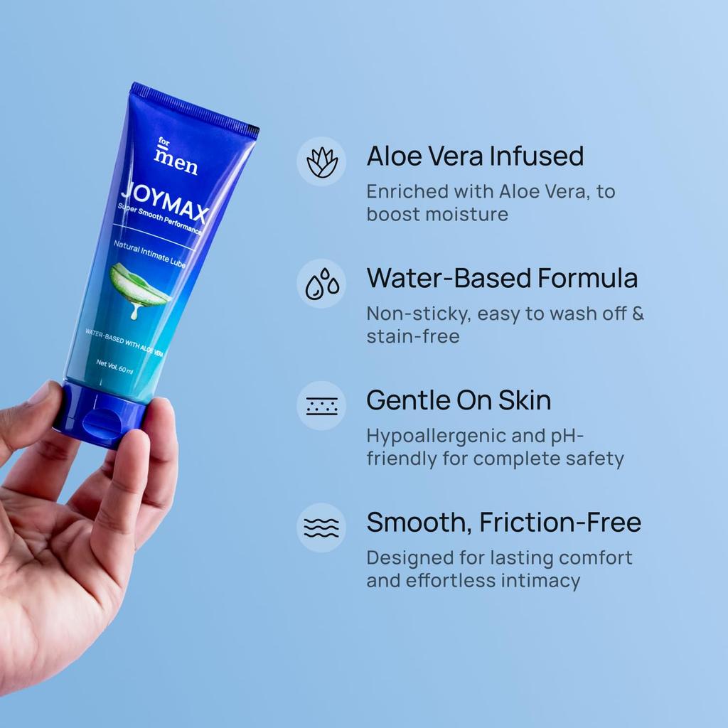ForMen JOYMAX Chocolate Flavored Lubricated Condoms (10 Sheets) with Prolong Spray (30ml) and Water-Based Intimate Lube Gel (60ml) with Aloe Vera C