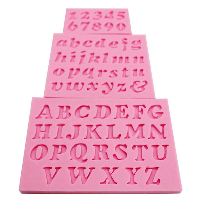 Conjunto de 3 peças Molde de Silicone em Forma de Número e Letra Decoração de Bolo 3D Grau Alimentício Moldes para Sabonete Chocolate