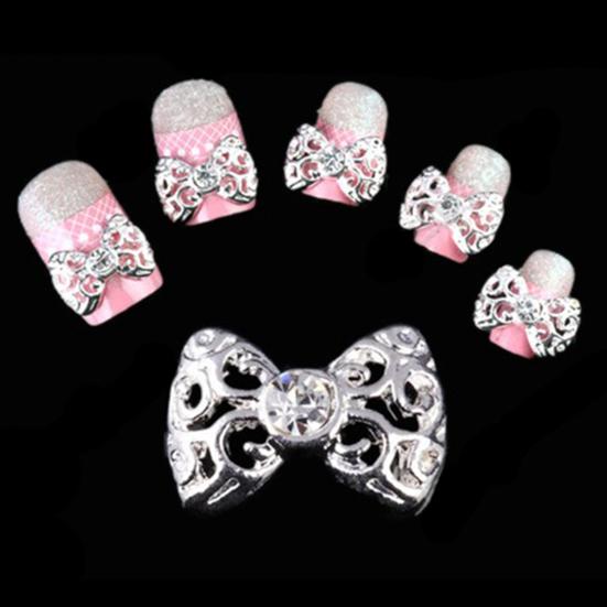 10 Stücke Nail art Aufkleber 3D Bowknot Muster Stilvolle Legierung Strass Nagel Aufkleber für Dating