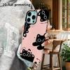 Phone Case: 2D Flat Design Suitable for iPhone 18, 17, 16, 15, 14, 13 Pro Film Protective Case, Couple Style, Simple Black Cat, Christmas and Hallowee