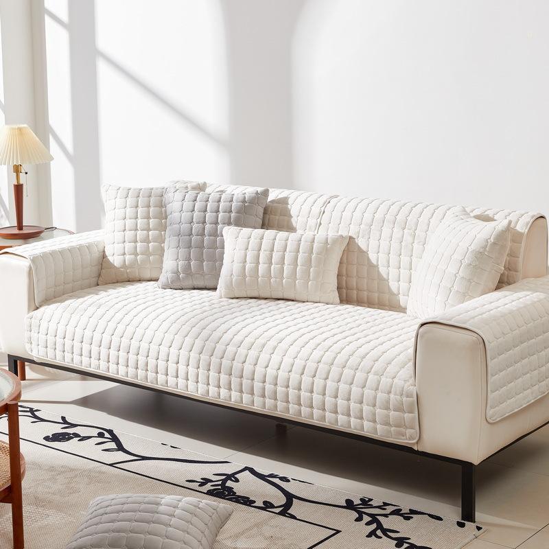 

Универсальная плюшевая подушка для дивана на все четыре сезона, плюшевая кожа, нескользящая, утолщенная подушка, простой современный всеобъемлющий чехол на диван 110*210cm