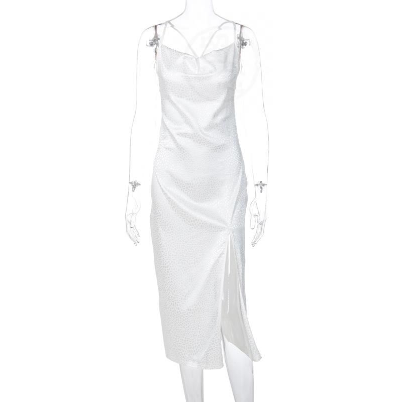 

(Womens Spring Leopard Jacquard Cross Suspender Backles White S