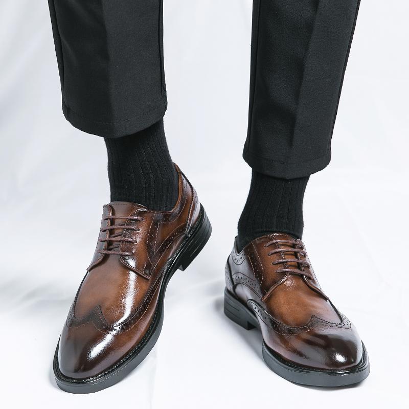 Men Luxury Brand Fashion Trends Versatile Oxford Shoes Business Genuine Leather Black Brown Lace Up Wedding Formal Shoes for Men