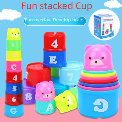 Educational Stacking Cups for Infants and Toddlers: Early Learning with Numbers and Letters Nesting Bowls.