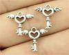 30 Pieces Charms For Jewelry Making Wing Heart Key 15x14mm DIY Fashion Jewelry Craft Supplies B13059