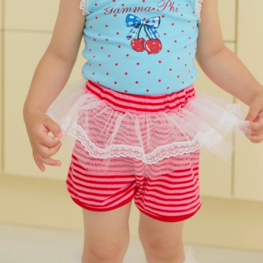 SERA Girls Hazel Striped Shorts for Kids Pink S
