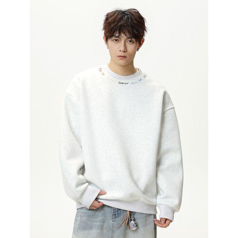 Trendy Brand Early Autumn Letter Print Loose Casual Crew Neck Long Sleeve Hoodless Heavyweight Sweatshirt for Men and Women in Spring and Autumn