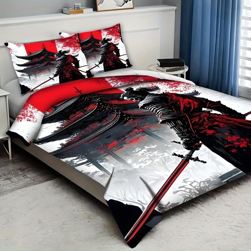 3pcs Bedding Set Featuring a Comfortable Samurai Design Duvet Cover No Filling Queen King Size Japanese And Eastern Samurai