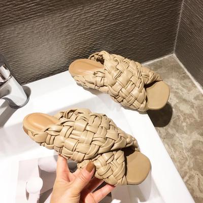 2024Women Summer Slides High Quality Weave Open Toe Flat Casual Slipper Leisure Sandal Female Beach Flip Flops Tyu78