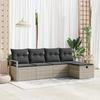 5-piece Garden Sofa Set with Cushions Light Grey Poly Rattan 3359161